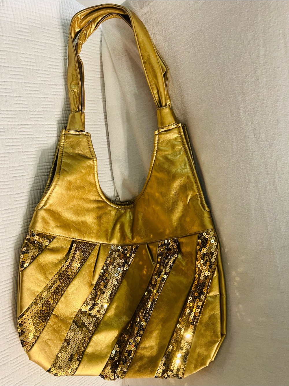 Gold Sequin Accent Women's Shoulder Bag